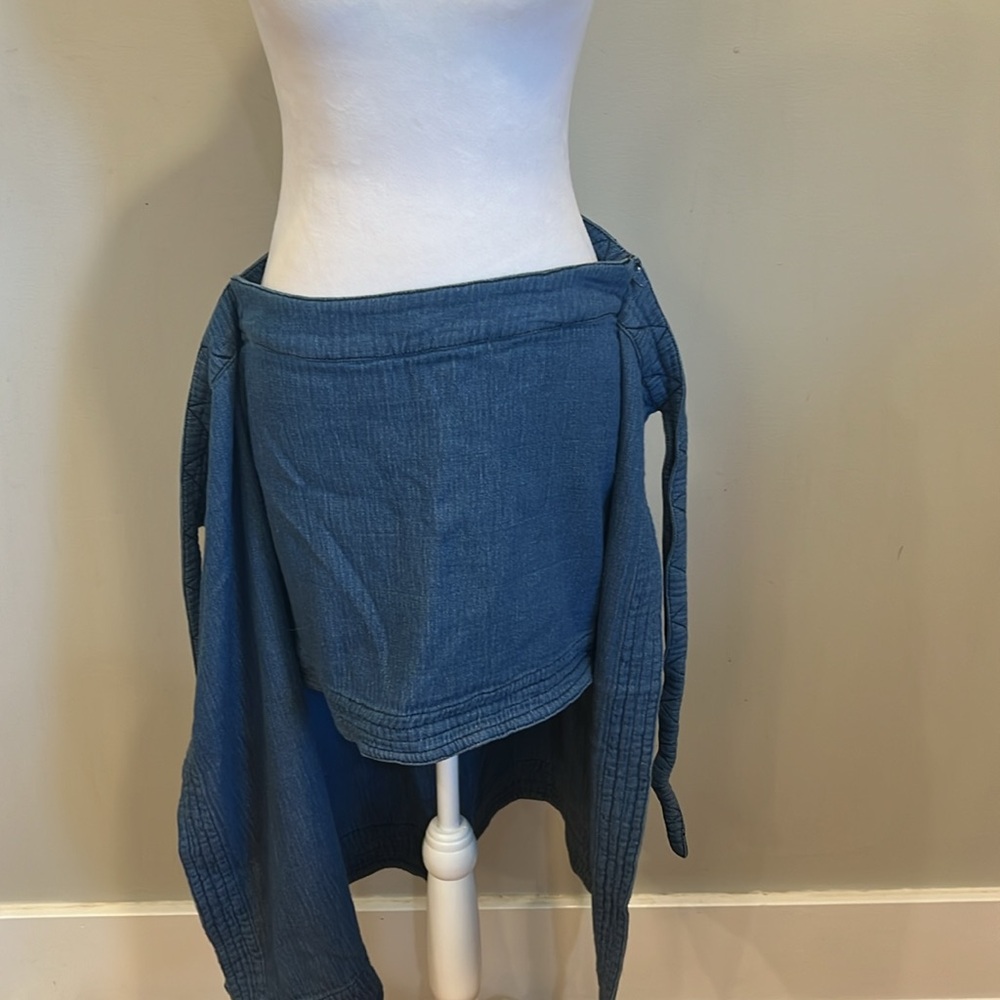 Free People Blue Striped High-Low Denim Wrap Skirt - Picture 5 of 10